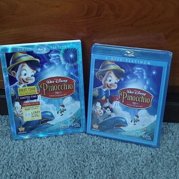 Pinocchio (Blu-ray/DVD, 2009, 3-Disc Set, 70th Anniversary Platinum NEW Sealed - Picture 1 of 4